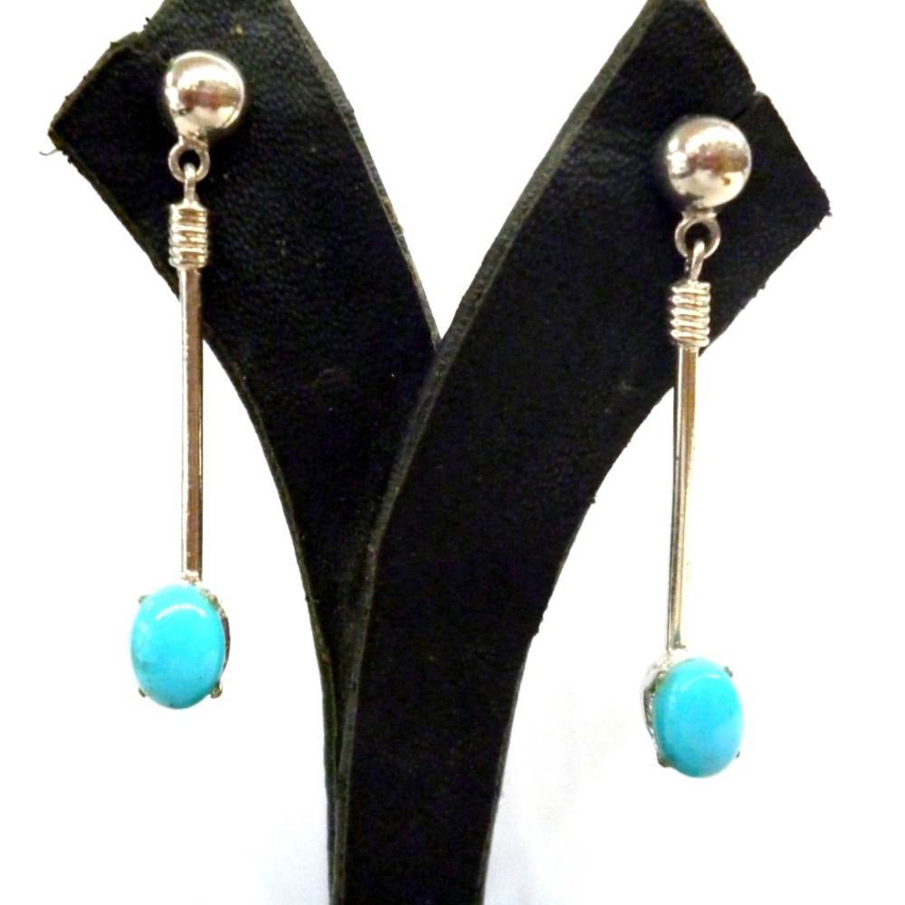 Semi Precious Jewelry Turquoise Sterling Silver Drop Earring